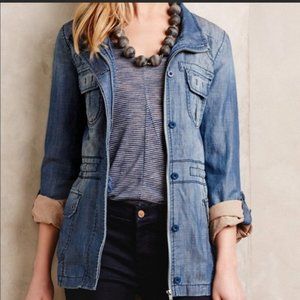 ANTHROPOLOGIE Marrakech Denim Jacket with interior stripe detail sz XS